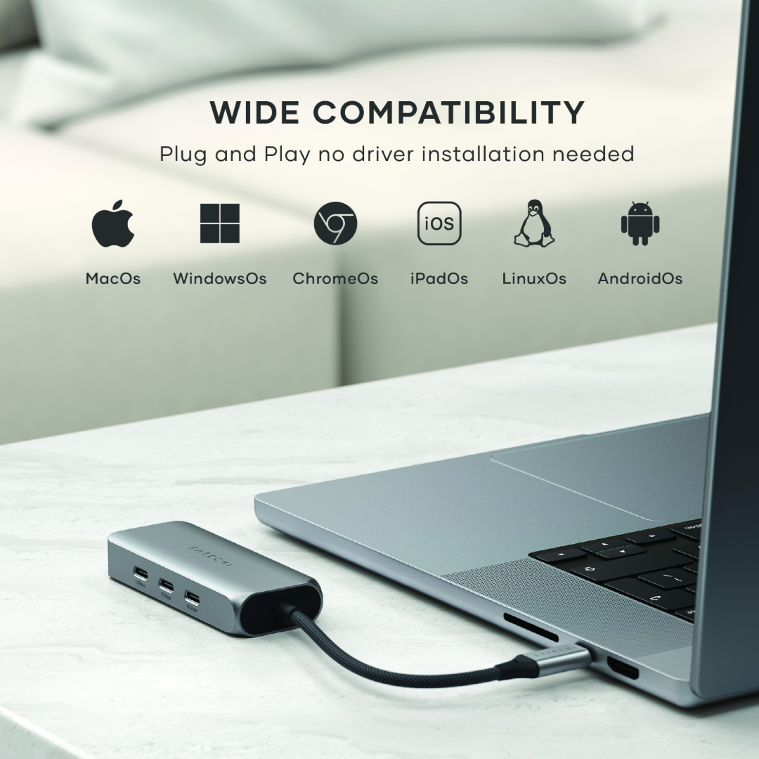 Satechi 4 in 1 USB-C Hub 2.5Gbit Ethernet Uzay Grisi ST-H3C25EM - Görsel 12
