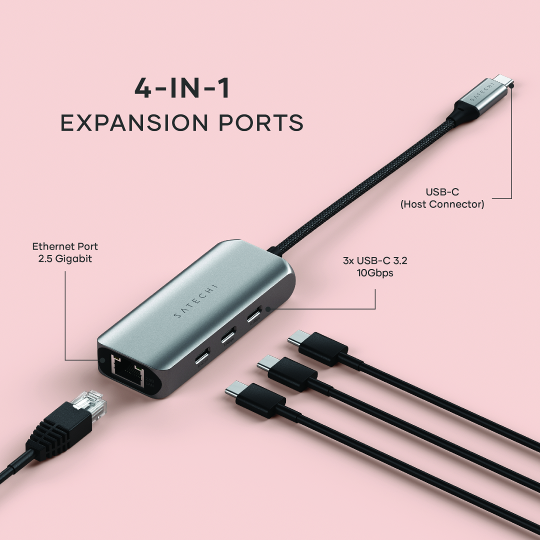 Satechi 4 in 1 USB-C Hub 2.5Gbit Ethernet Uzay Grisi ST-H3C25EM - Görsel 9