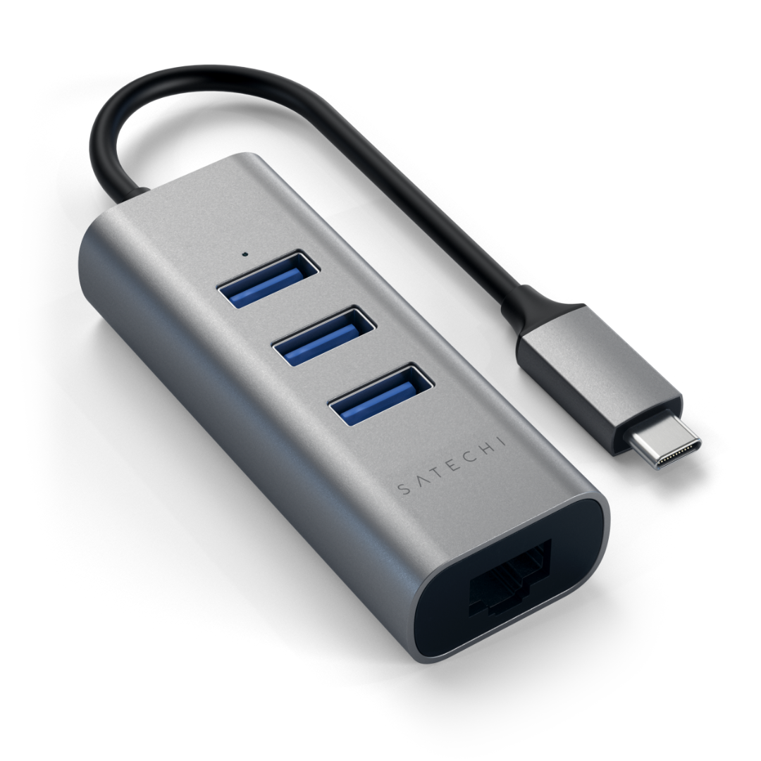 Satechi Type-C 2 in 1 USB 3.0 3 Port Hub Eth Port Uzay Grisi ST-TC2N1USB31AM - Görsel 2