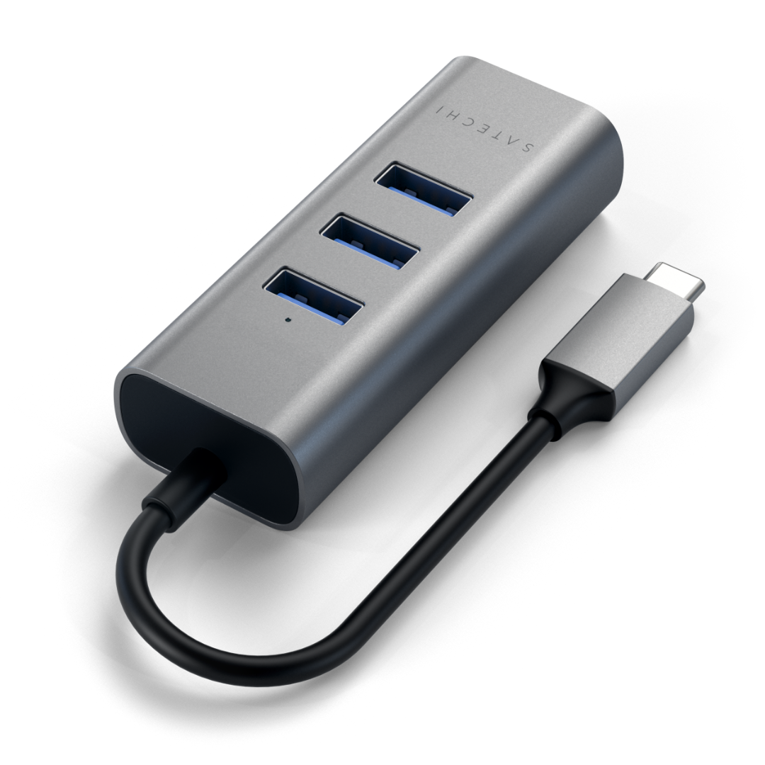 Satechi Type-C 2 in 1 USB 3.0 3 Port Hub Eth Port Uzay Grisi ST-TC2N1USB31AM - Görsel 3
