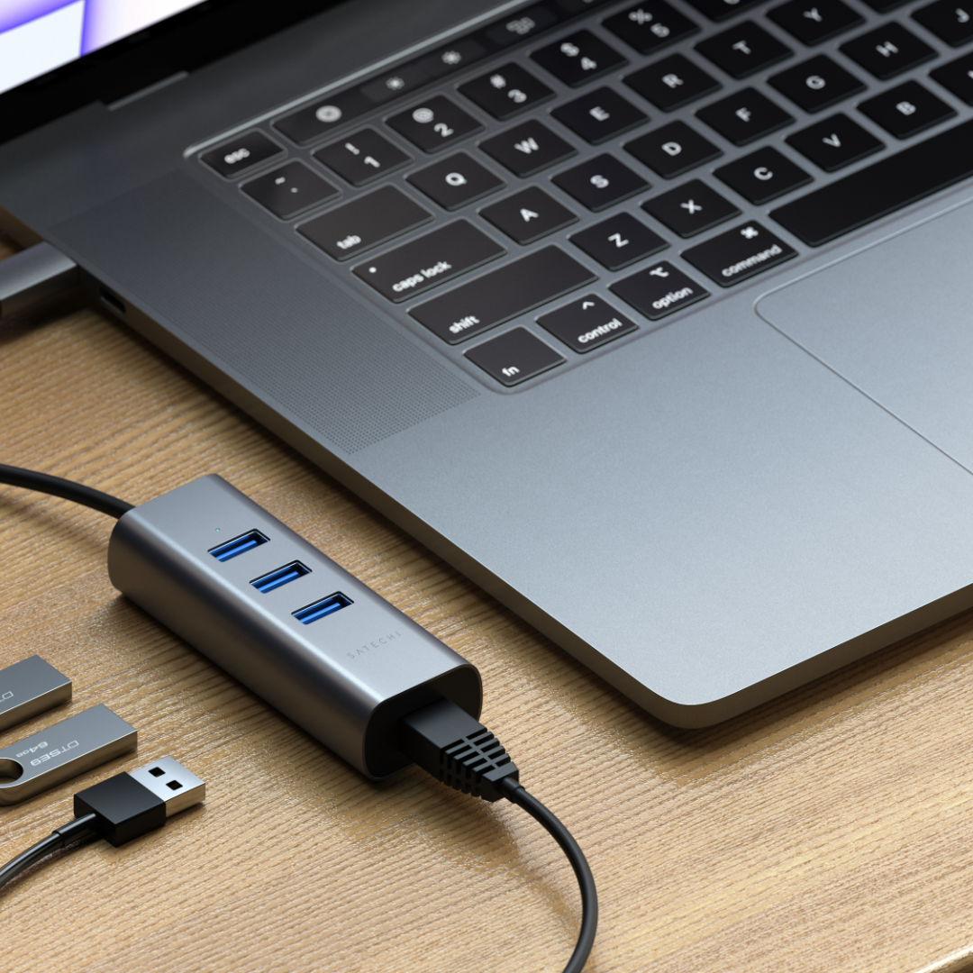 Satechi Type-C 2 in 1 USB 3.0 3 Port Hub Eth Port Uzay Grisi ST-TC2N1USB31AM - Görsel 6