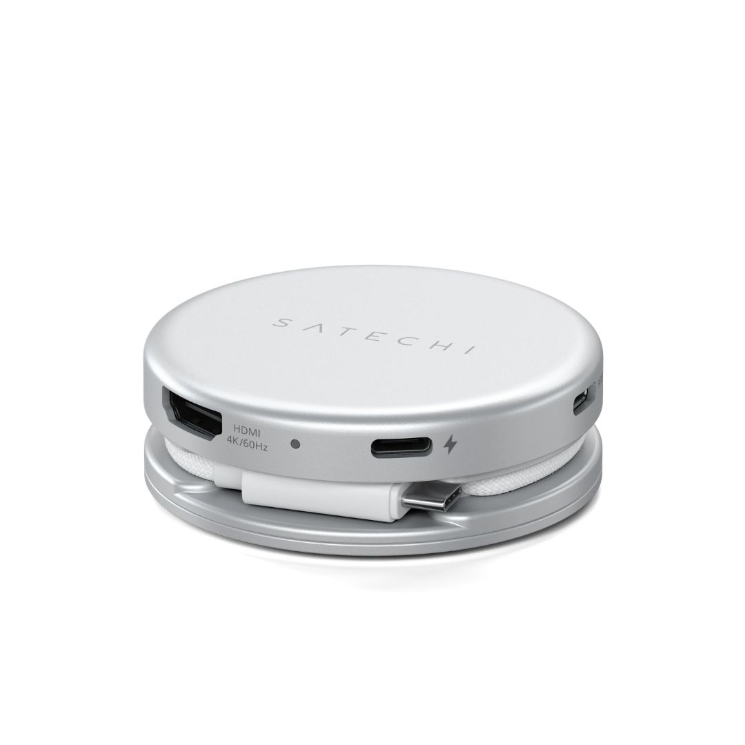 Satechi OntheGo 5 in 1 Multiport Adaptör Gümüş ST-POTG5S USB-C bağlantı noktaları görünümü