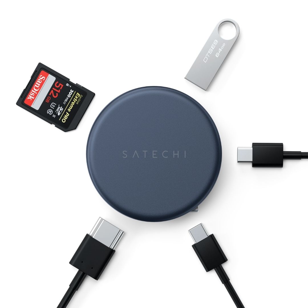Satechi OntheGo 5 in 1 Multiport Adaptör Indigo ST-POTG5B Bağlantılar