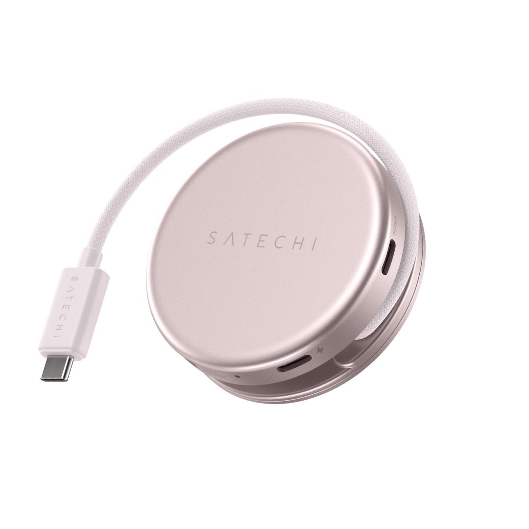 Satechi OntheGo 5 in 1 Multiport Adaptör Pastel Pembe ST-POTG5P Kablo