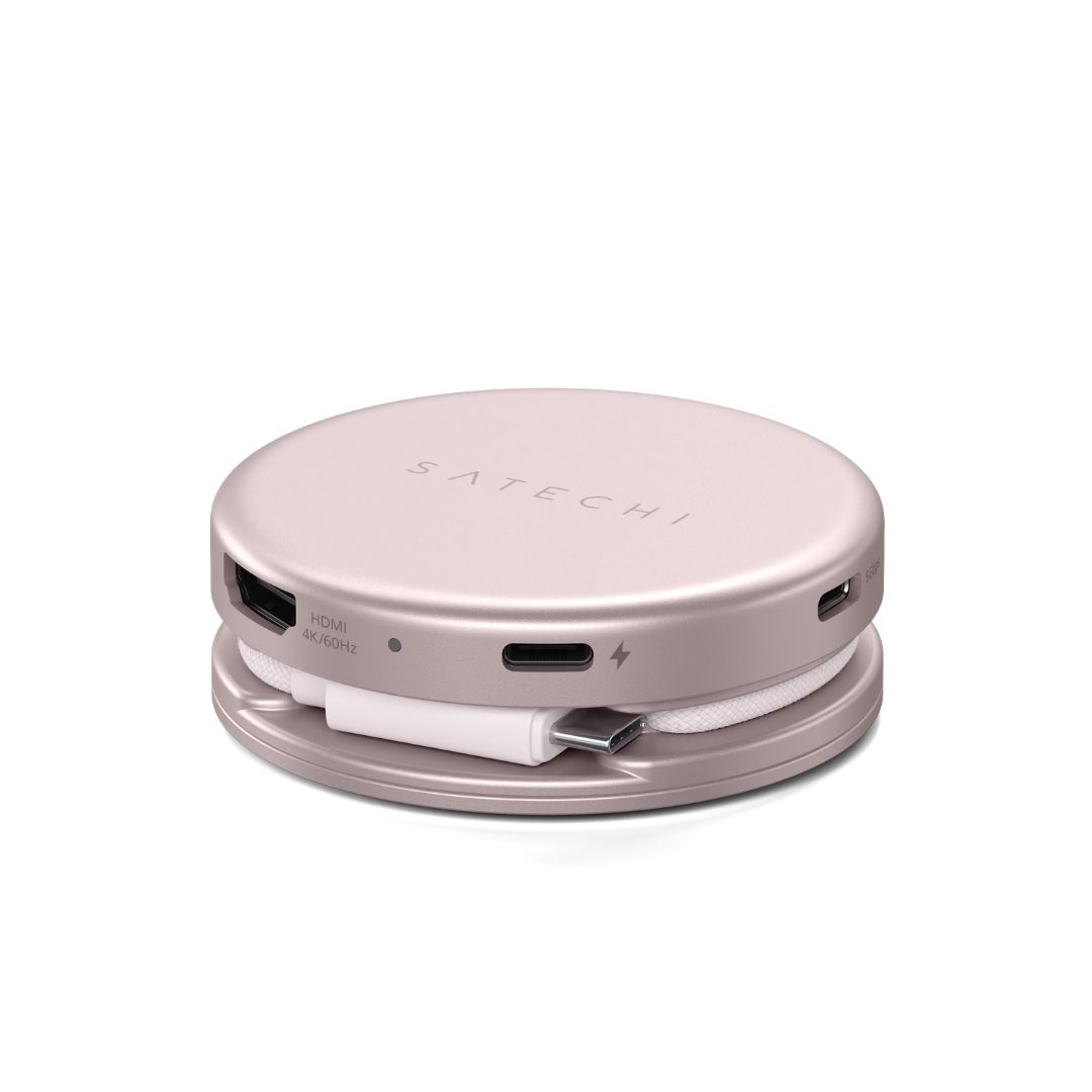 Satechi OntheGo 5 in 1 Multiport Adaptör Pastel Pembe ST-POTG5P USB-C Bağlantı