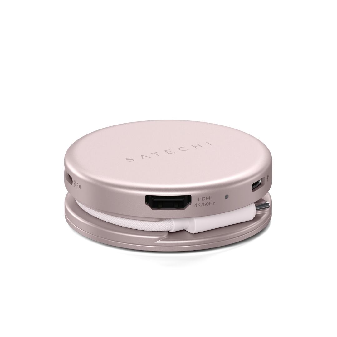 Satechi OntheGo 5 in 1 Multiport Adaptör Pastel Pembe ST-POTG5P HDMI Bağlantı